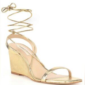 Antonio Melani Maryamm Gold Metallic Leather Lace-up Sandals